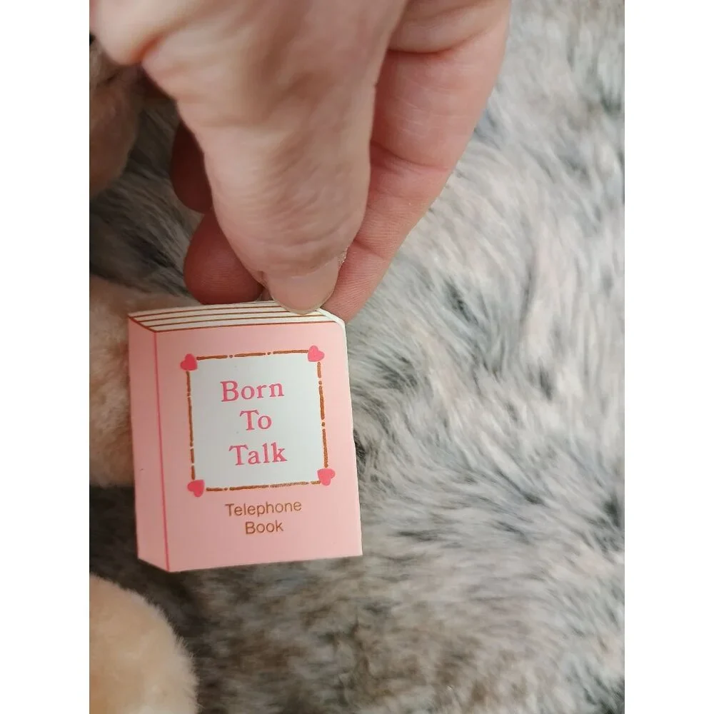 Russ Berrie Born To Talk‎ Teddy Bear Plush With Pink Dress & Phone Accessory